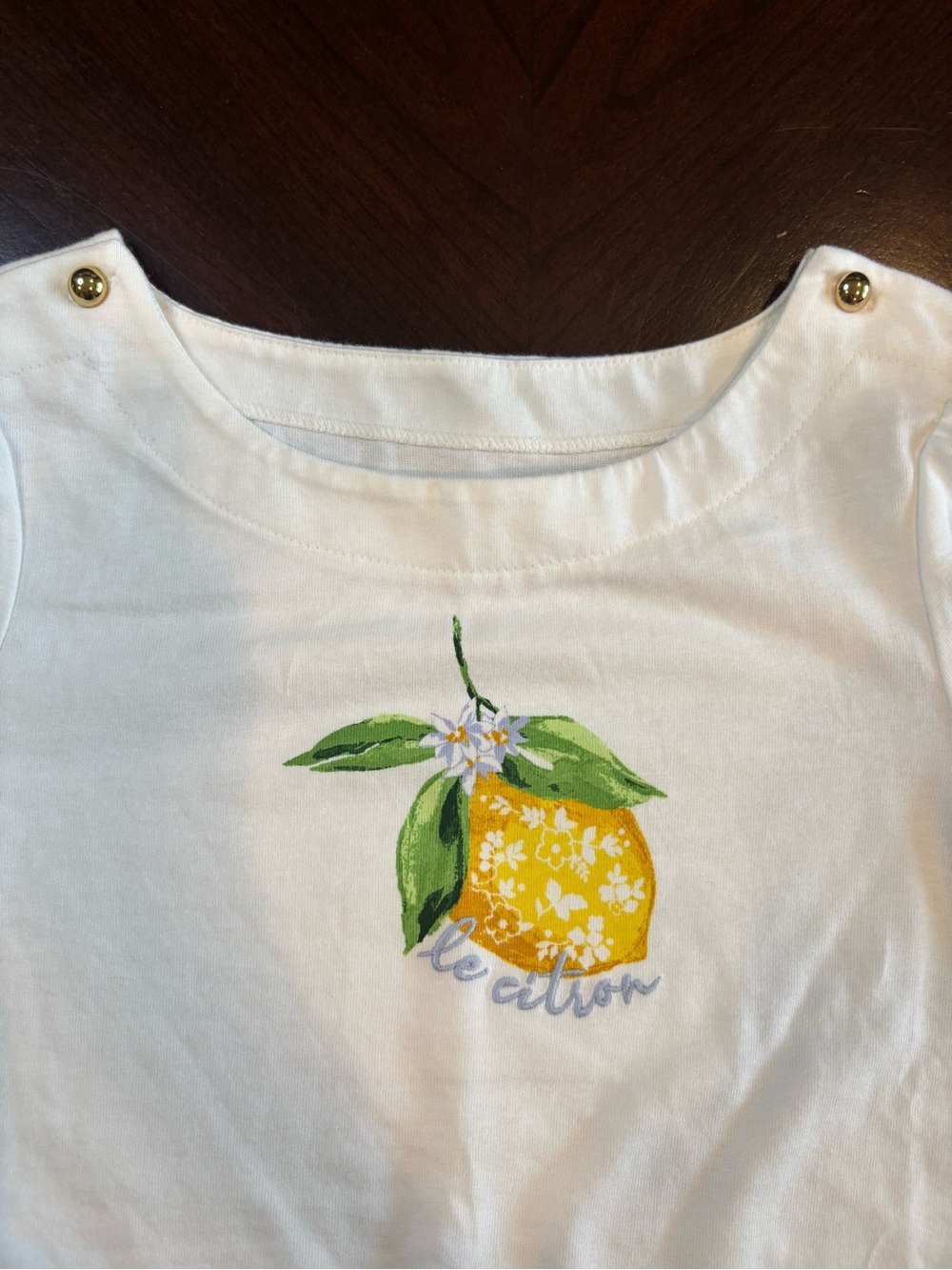 Janie and Jack Girls Size 7 Le Citron Lemon Graphic Top NWT White Gold Buttons